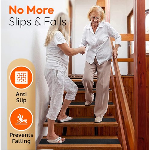 Stair Treads Non Slip for Wooden Steps Indoor and Outdoor - Grip Tape for Stairs Concrete Stairs (Works on All Surfaces & Weather) | Waterproof Anti Slip Tape, Strong Non Skid Tape 6” x 24” (5-Pack)