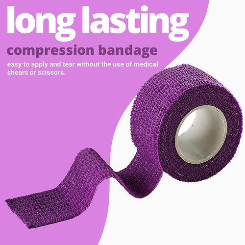 Self Adherent Cohesive Wrap Bandages - (Pack of 6 Rolls) 1 Inch X 5 Yards with Strong Elastic and Colorful First Aid Tape for Sprain Swelling and Soreness on Wrist and Ankle (Rainbow Color)