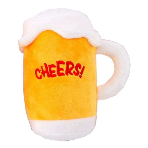 Glow Pups Plush Beer Dog Toy with Squeakerr (Beer Glass)