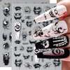 5D Halloween Nail Art Sticker Embossed Horror Ghost Nail Decals Flame Skull Self-Adhesive Nail Sticker Spider Web Bat Evil Eye Nail Design Stickers Scary Skeleton Devil Nail Supplies for Women 8Sheets