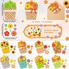 Pasimy 24 Sets Thanksgiving Card Making Kits Fall Handmade DIY Greeting Cards with Flowers Stickers Envelopes Ribbons for Autumn Preschool Primary School Kids Classroom Make Your Own Crafts Gifts