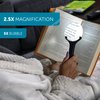 WITHit Task Magnifier Black Rimless, 3.5” D – Desktop LED Magnifying Glass for Reading, 2.5X Magnifier with 5X Bubble, Soft Touch Handle, AAA Batteries Included