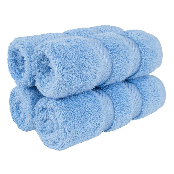 American Soft Linen Luxury Washcloths for Bathroom, 100% Turkish Cotton Washcloth Set of 4, 13x13 in Soft Washcloths for Body and Face, Wash Rags for Kitchen, Baby Washcloths, Sky Blue Washcloths