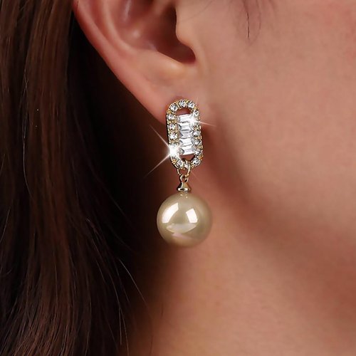 Sttiafay Vintage Crystal Pearl Earrings Gold Pearl Drop Earrings Cz Rhinestone Stud Earrings Pearl Bridal Earrings Jewelry for Women