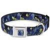Dog Collar Seatbelt Buckle Dory Poses Swirls Blues Yellows 15 to 26 Inches 1.0 Inch Wide