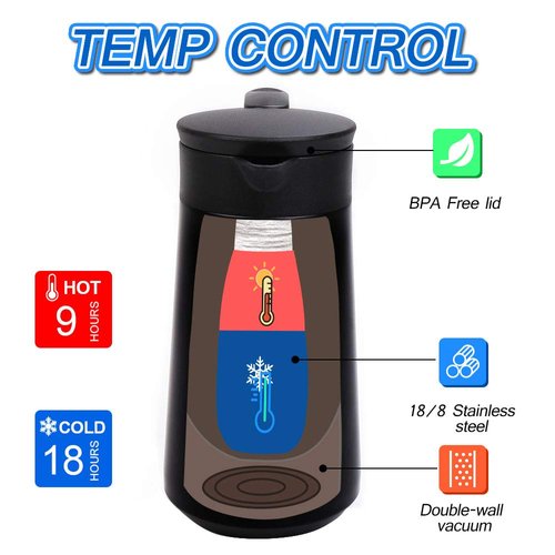 28oz Coffee Carafe Airpot Insulated Coffee Thermos Urn Stainless Steel Vacuum Thermal Pot Flask for Coffee, Hot Water, Tea, Hot Beverage - Keep 9 Hours Hot, 18 Hours Cold …