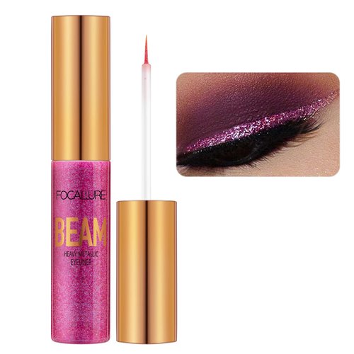 FOCALLURE Beam Eyeliner, Metallic Glitter Shimmer Eye Liner, Waterproof Liquid Eyeliner Pencil, Quick Drying, Sparkling Eye Makeup for Costume & Party, 02 GARNET