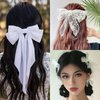 6PCS White Hair Bows for Women, Coquette Bows Hair Clips Hair Ribbons Long Tail Lace Bows Cute Aesthetic Wedding Hair Accessories for Women Girls Gifts