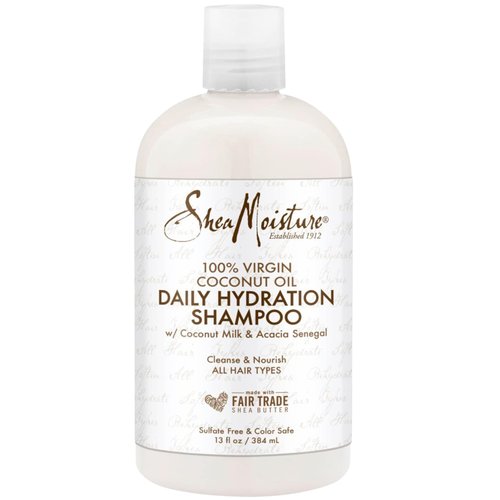 SheaMoisture 100% Virgin Coconut Oil Shampoo - Daily Hydration, Hair Detangler & Repair, Curly Hair Products for Women, Coconut Breeze Scent, Sulfate-Free Shampoo Hair Care, 13 Fl Oz