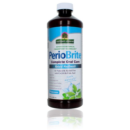 Nature's Answer Periobrite Winter Mint Mouthwash | Promotes Healthy Teeth & Gums| Fights Bad Breath | Fluoride-Free, Alcohol-Free, Gluten-Free & Vegan| No Artificial Preservatives 16oz