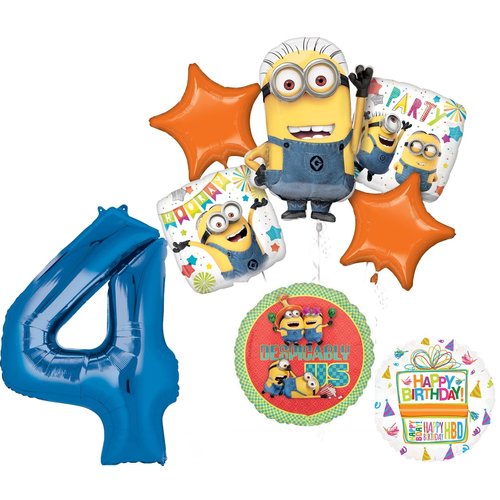 Anagram Descpicable Me Minions 4th Birthday Party Supplies 8 pc Balloon Bouquet Decorations