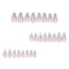 MERVF Medium Press on Nails Almond Fake Nails Press ons 3D Sliver French Tip Glue on Nails Goth Stiletto Acrylic Nails with Chrome Design 24pcs Glossy