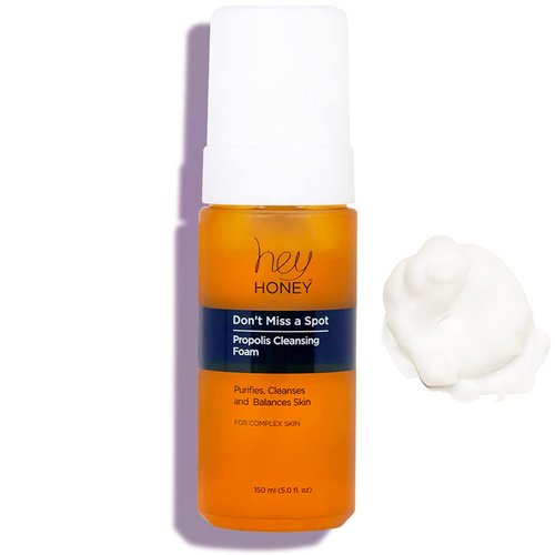 Hey Honey Skincare Don't Miss A Spot Propolis Facial Cleanser Foam | Gently Removes Skin Oil and Other Pollutants From Your Acne Prone Oily Skin | 5 Oz