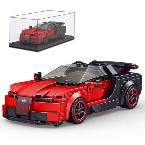 Mould King Speed Champion Veyron Car Building Blocks with Display Case, 27027 Model Car Kits Toys, Super Car Building Sets, Cool Simulation Cockpits Race Car Building Kits for Adults Kids 8+ (370 PCS)