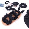 Hair Bun Scrunchies for Girls Women Bunny Bow Hair Bands Velvet Scrunchies Ponytail Holder Elastic Hair Ties Black 8 Pack