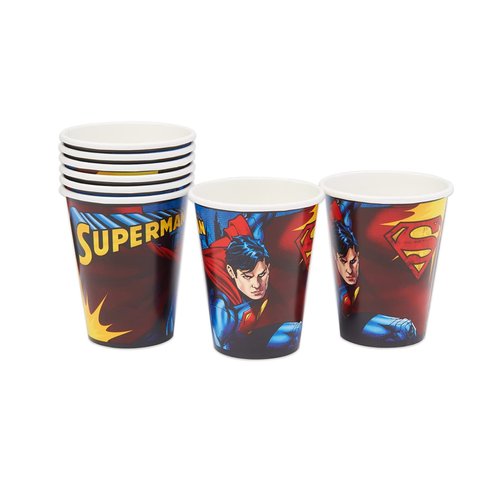 Amscan Superman Birthday Party Supplies Bundle Pack includes Party Paper Cups - 16 Count