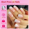 AddFavor Press on Nails Short Square 120pcs Fake Nails Short Nails Ombre Press on Square False Nail Medium Pink White Gradient Acrylic Nails with Design for Women Girls