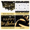Black and Gold Birthday Party Decorations, Birthday Decorations for Boys Men Women Girls,Black and Gold Balloon Decorations for Birthday Party, Birthday Party Supplies with Happy Birthday Backdrop