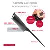 RED by Kiss Carbon Axe Comb Parting Comb Anti Frizz Heat Resistant Hair Comb (Rat Tail)