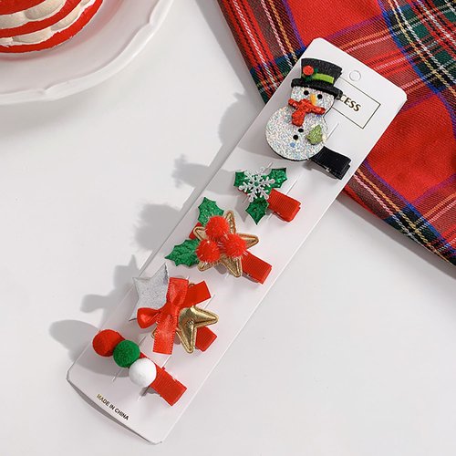 5Pcs Christmas Hair Accessories Snowman Small Hair Clips Cute Xmas Hair Barrettes Mini Alligator Hair Pins Snowflakes Stars Bow Red Hair Clip Holiday Party Hair Decorations Christmas Gift Sets