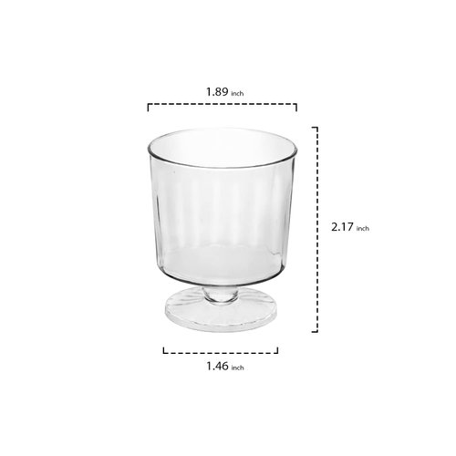 Party Essentials N223021 Plastic 1 Piece Wine Glasses, 2-Ounce Mini Tasters, 20-Count, Clear