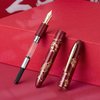 HONG DIAN Hongdian N23 Red Rabbit Fountain Pen, Iridium Extra Fine Nib Gold Trim, New Year Lucky Rabbit Carving Design, Smooth Writing Pen with Converter and Metal Pen Box Set,
