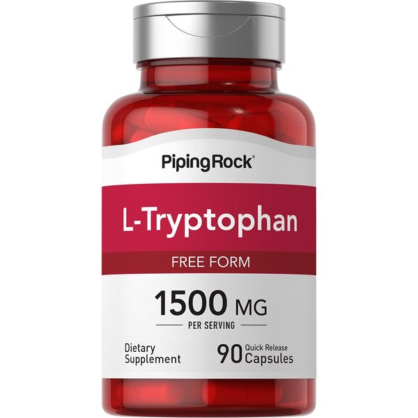 Piping Rock L Tryptophan 1500mg | 90 Powder Capsules | Free Form Supplement | Non-GMO, Gluten Free