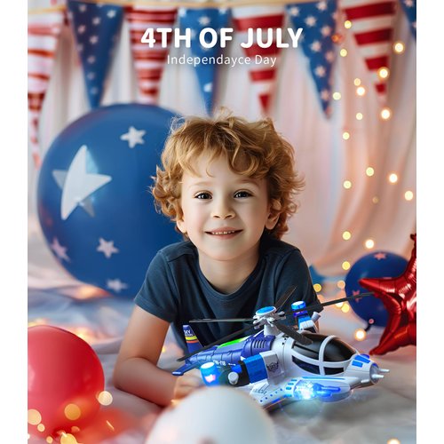 Geyiie Helicopter Toys for Boys, Kids Play Airplane with Lights and Sounds, 360°Freedom and Auto-Steering Plane, Helicopters Toys Gifts for Toddler Toys Birthday Party Favors, Blue