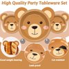 50 Count Bear Paper Plates Bear Shaped Disposable Plates Bear Baby Shower Party Plates Brown Bear Theme Party Dinnerware Teddy Plates for Gender Reveal Boy Girl Baby Shower Birthday Party Decorations