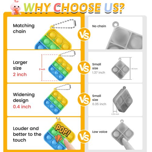 Kids Party Favors Fidget Toys Bulk 30 Pack Mini Pop Fidget Keychain Its Birthday Party Favors for Kids 4-8,8-12 Year Small Kid Classroom Prizes Fidgets It Bubbles Poppers Students Goodie Bag Stuffers