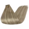 Full Shine 22 Inch Hair Weft Extensions Remy Hair Genius Weft Hair Extensions Human Hair Hand Tied Hair Extensions Real Human Hair Color Light Brown Highlight Platinum Blonde Human Hair Bundles 60G
