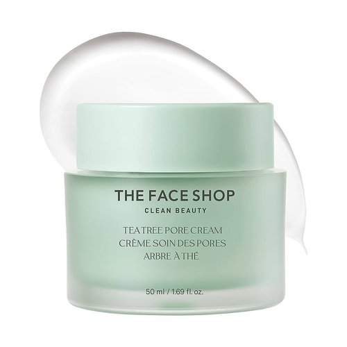 The Face Shop Tea Tree Pore Cream - Pore Minimizer, Hydrating, Soothing Face Moisturizer - AHA, B...