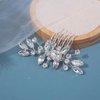 PTORIZNY Crystal Wedding Hair Comb Silver Rhinestone Side Hair Combs Bride Leaf Headpiece Handmade Diamond Hairpiece Bridal Hair Accessories for Women