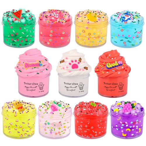 Jelly Butter Slime Kit 11 Packed Fidget Toy, Educational Slime Toys, Birthday Gifts Prize Party Favors for Girl Boys Kids 6 7 8 9 10 11 12