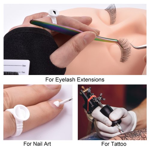 [300PCS] Lash Extension Glue Ring, 2 Slots Lash Glue Holder Sticker, Glue Cup Pallet, Glue Cup for Lash Tech, Lashes Ring Holder, Nail Art Ring Cup, Eyelash Extensions Supplies White
