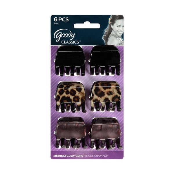 Goody WoMen Classics Cheetah Claw Clip, Half, 6 Count