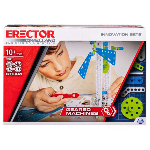 Meccano Erector, Geared Machines S.T.E.A.M. Building Kit with Moving Parts, for Ages 10 and Up, Multicolor