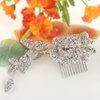 EVER FAITH Wedding Flower Leaf 5.5 Inch Hair Comb Clear Austrian Crystal Silver-Tone
