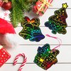 Mocoosy 48 Christmas Scratch Art Ornaments, Christmas Crafts Kits for Kids Rainbow Magic Scratch Paper Cards Xmas Hanging Ornaments Decorations DIY Winter Holiday Party Favors Set
