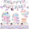 99 Pcs Birthday Party Decorations,Birthday Party Supplies, Disposable Tableware set Include Banner,Tablecloth, Hanging Swirls, Birthday Plates and Forks, Napkins, Serves 24 Guests