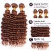Brown Deep Curly Bundles Human Hair Color #30 Light Brown Deep Curly Bundles 18 20 22 Inch Double Weft Brazilian Virgin Hair Extensions Soft and Shiny Wet and Wavy 3 Bundles For Black Women