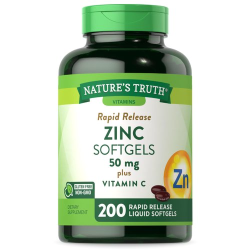 Zinc 50mg with Vitamin C | 200 Liquid Softgels | Non-GMO & Gluten Free Supplement | by Nature's Truth