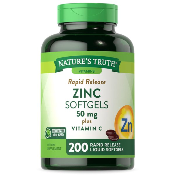 Zinc 50mg with Vitamin C | 200 Liquid Softgels | Non-GMO & Gluten Free Supplement | by Nature's Truth