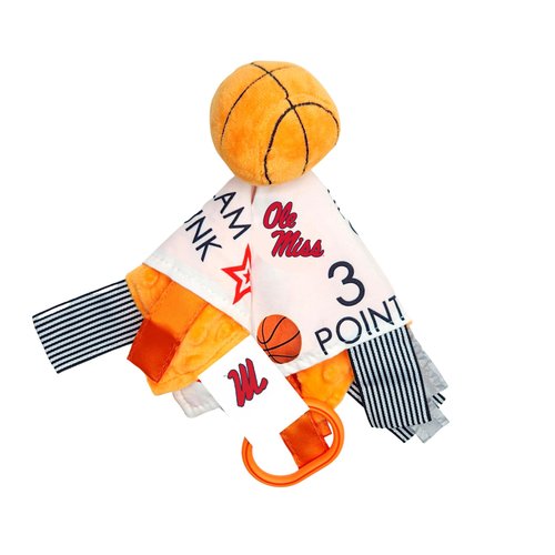 The Learning Lovey University of Mississippi Baby Basketball Tag Toy - College Baby Sensory Crinkle Toys - Soft & Safe - Ideal Baby Stroller Toy - BPA Free w/Stroller Clip (10" x 10" Tag Toy)…