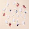 Independence Day Square Press on Nails Medium Fake Nails with Line Designs Red White Full Cover Acrylic Nails 4th of July Artificial Blue Star Nails for Women Girl 24 Pcs