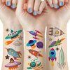 60Pcs Space Temporary Tattoos for Kids, Space Birthday Party Decorations Favors Supplies, Rocket UFO Star Waterproof Body Art Tattoo Stickers Gift for Boys School Prizes Rewards