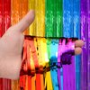 Rainbow Foil Fringe Curtains, 2 Pack Rainbow Party Decorations 3.3x6.6ft Rainbow Fringe Streamer Backdrop for Birthday Party
