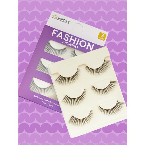OLLOLASHES Natural Lashes looking Cat Eye Lashes Manga Fake Lashes Strip Lashes 3 Pairs (L02)