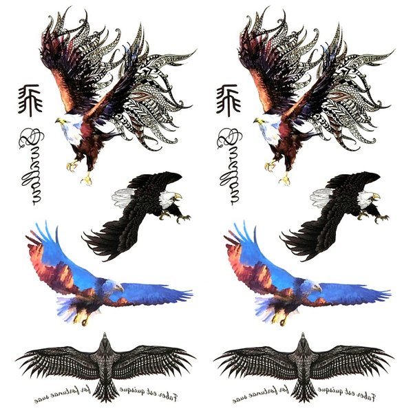 Oottati Waterproof Temporary Tattoo Stickers 2 Sheets Flying American Bald Eagle Perfect for Parties, Events and More