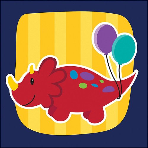 Creative Converting 16 Count 3 Ply Little Dino Party Beverage Napkins, Blue/Green/Orange